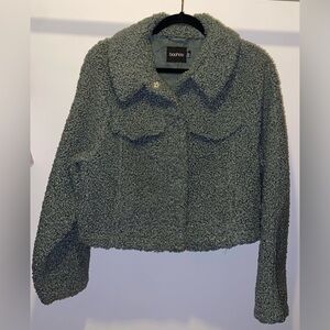 Boohoo Olive Teddy Cropped Jacket